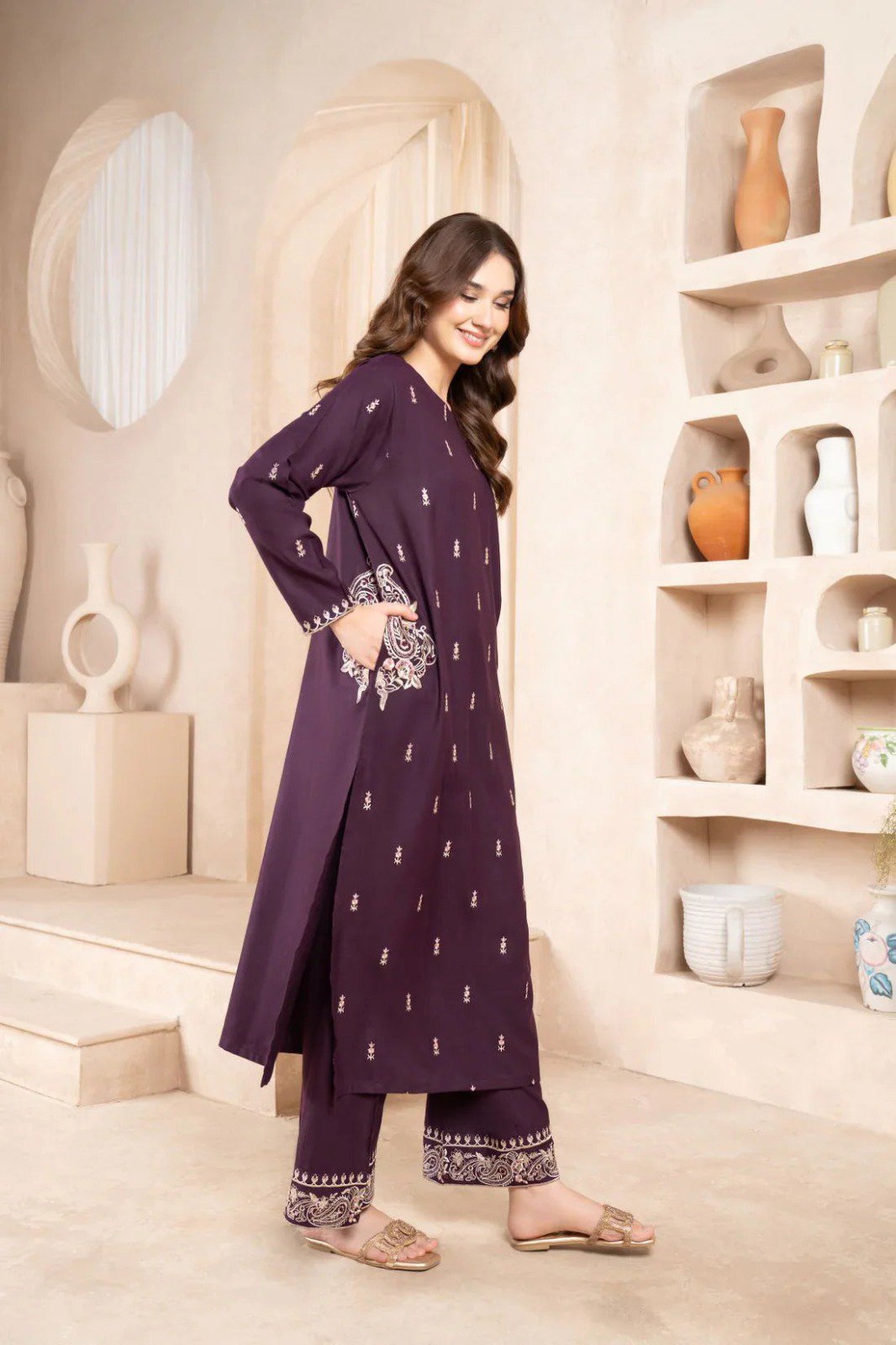 Purple Iris Embroidery 2pc